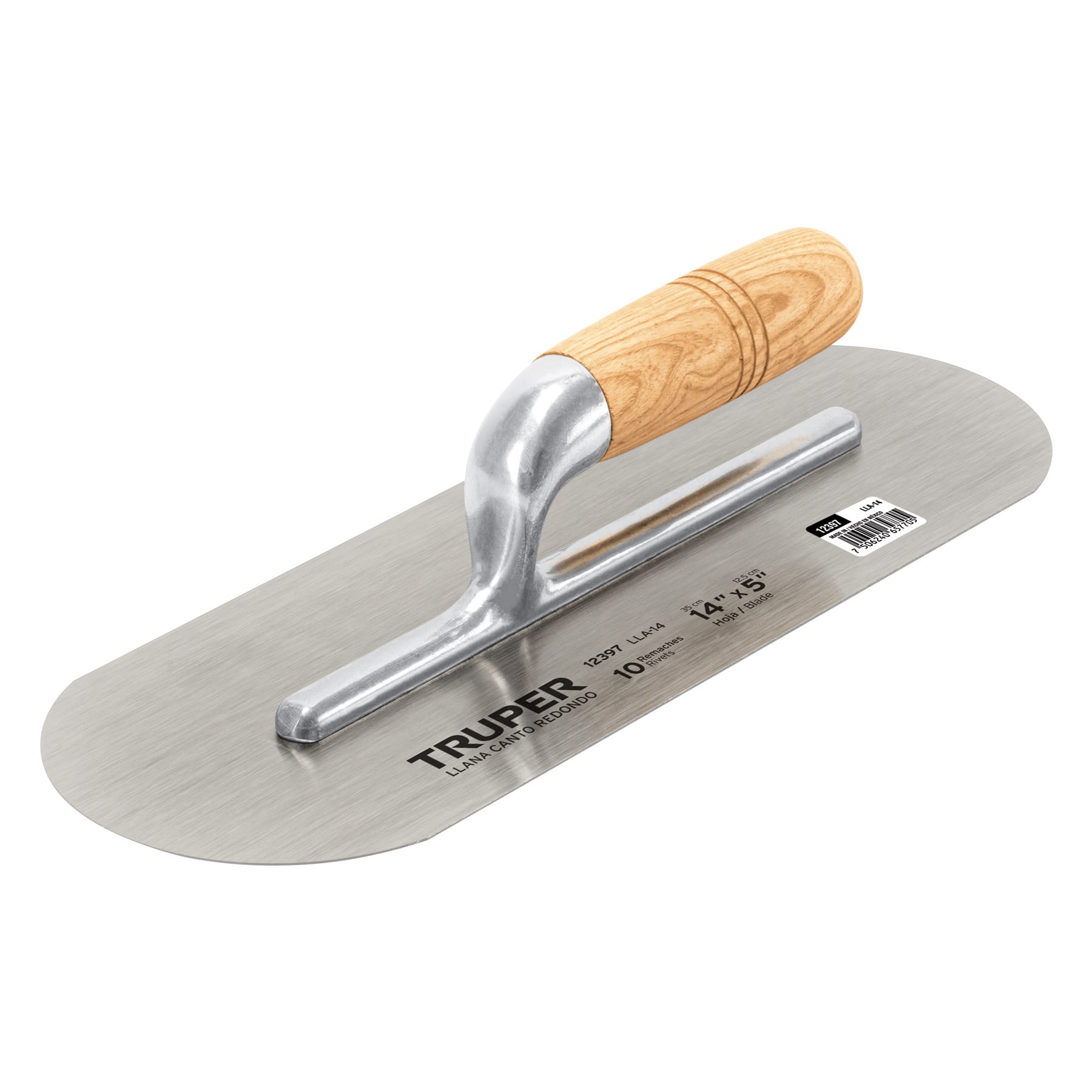Imagen de LLANA DE CANTO REDONDO DE 14" X 5" CON MANGO DE MADERA TRUPER
