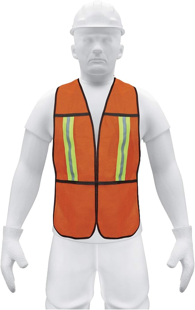 Imagen de CHALECO DE SEGURIDAD CON CINTAS REFLEJANTES NARANJA PRETUL