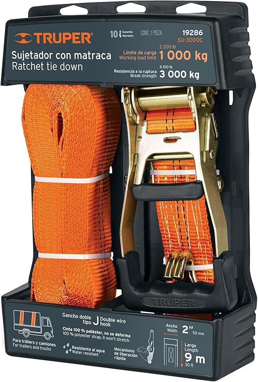 Imagen de SUJETADOR CON MATRACA CON CARGA MAXIMA DE 3000 KGS TRUPER