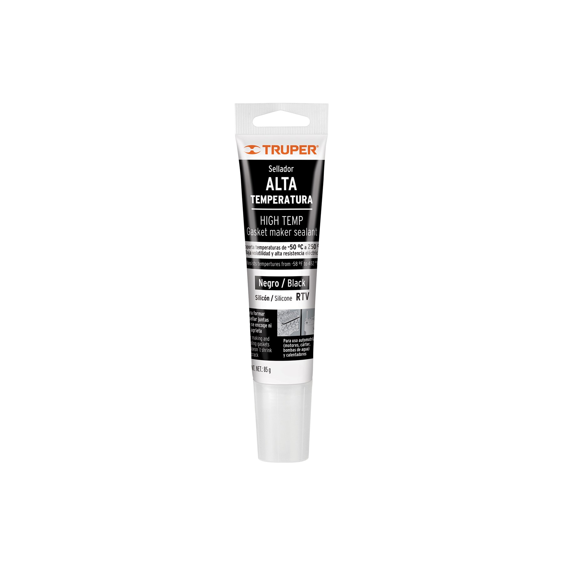 Imagen de SELLADOR DE SILICON NEGRO PARA ALTAS TEMPERATURAS DE 85 GRAMOS TRUPER