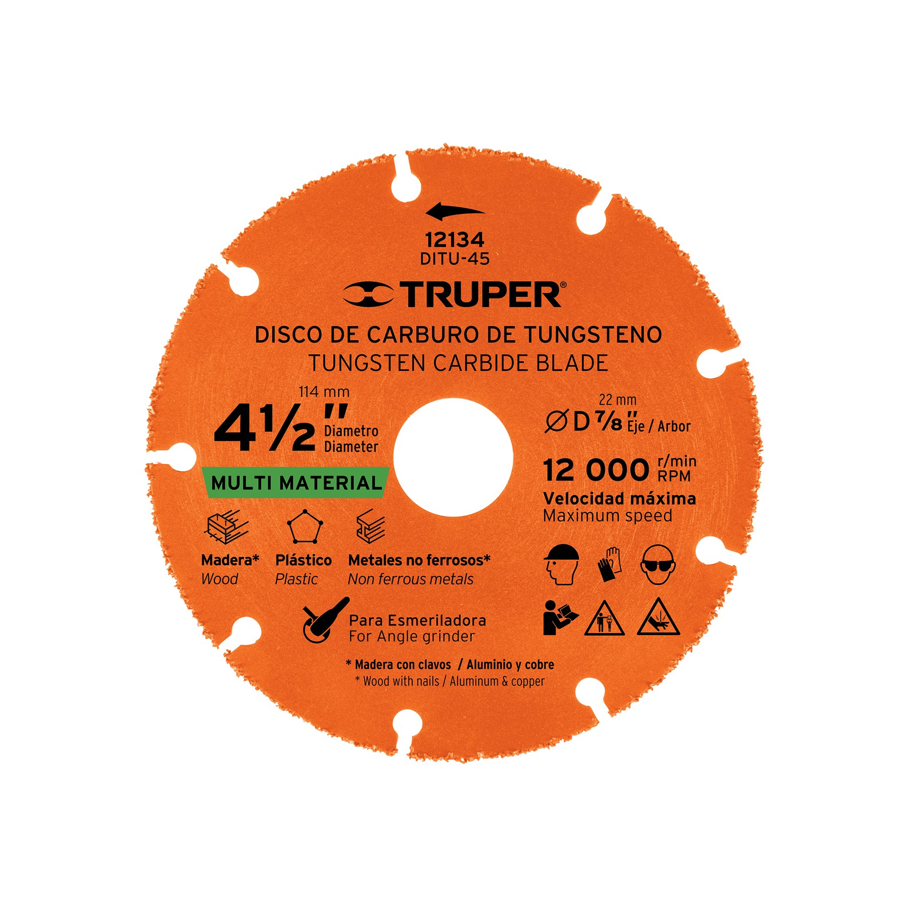 Imagen de DISCO DE 4-1/2" MULTIMATERIAL DE CARBURO DE TUNGSTENO TRUPER