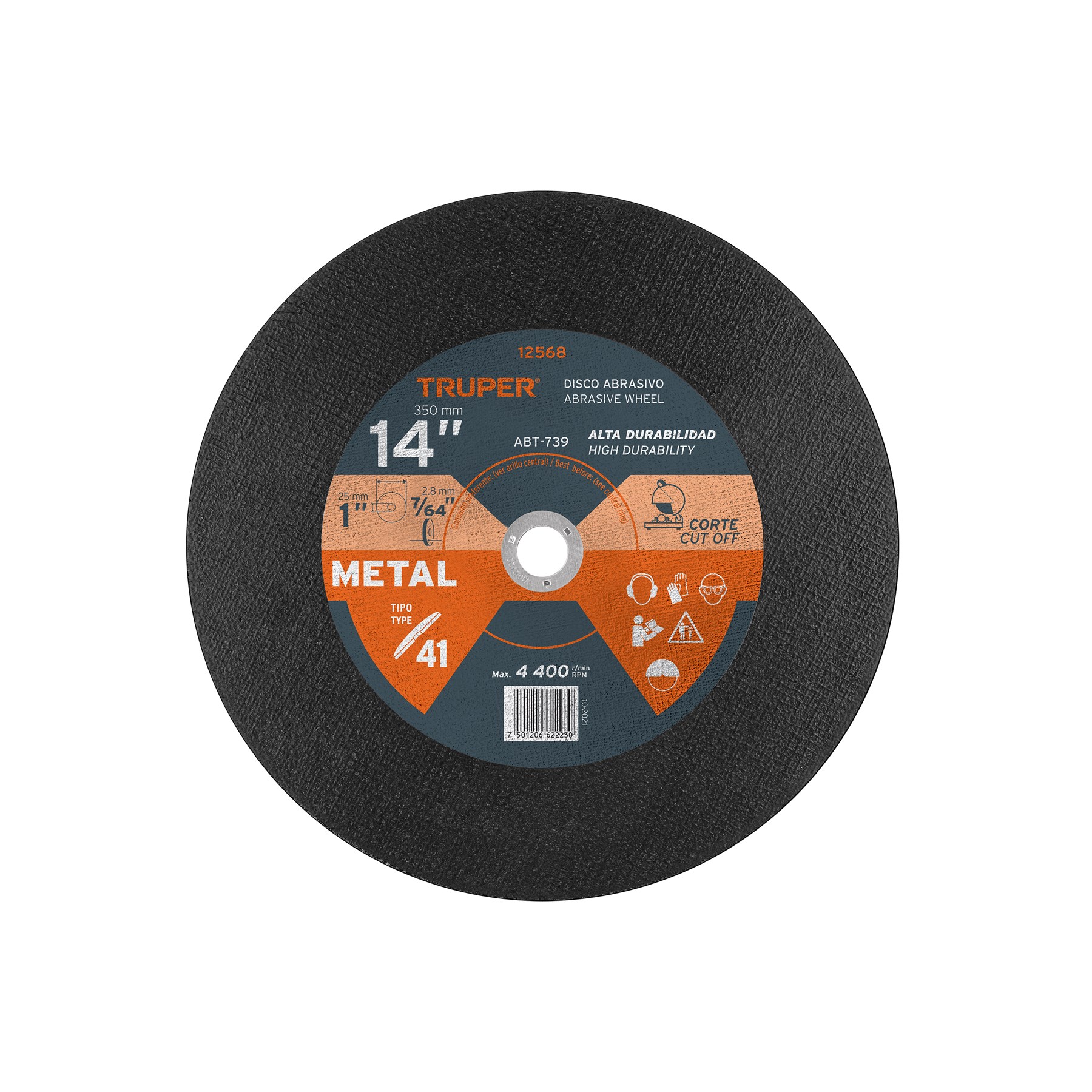Imagen de DISCO TIPO 41 DE 14" X 3.1 MM PARA CORTE DE METAL TRUPER