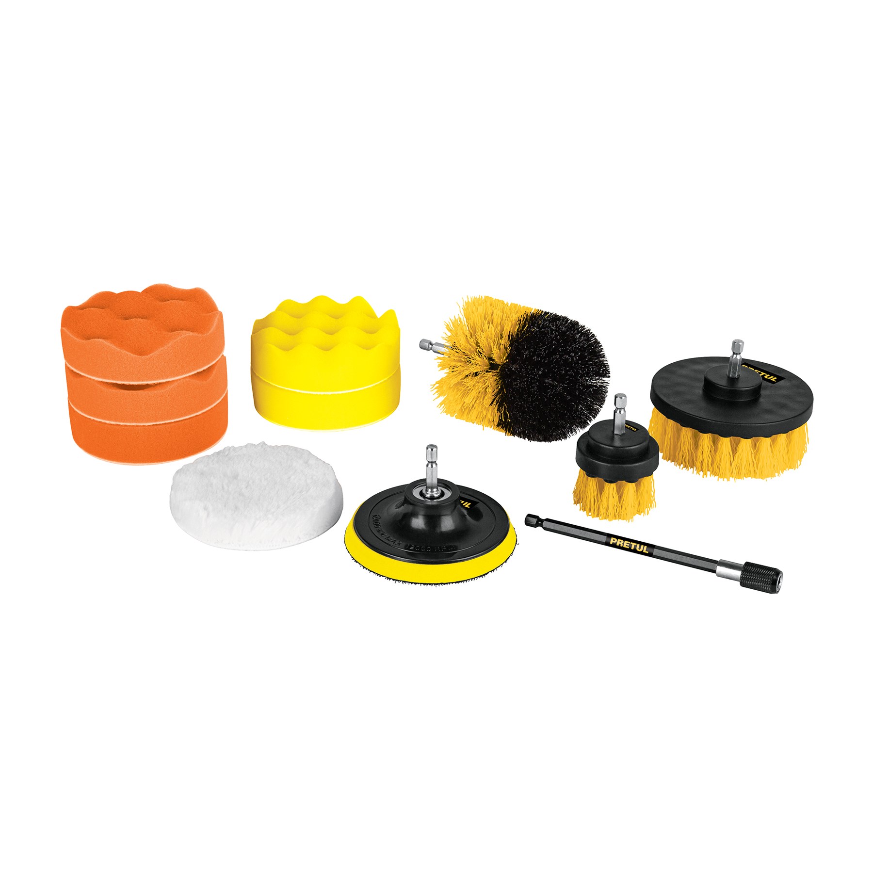 Imagen de JUEGO DE 11 ACCESORIOS DE LIMPIEZA Y PULIDO PARA TALADRO PRETUL