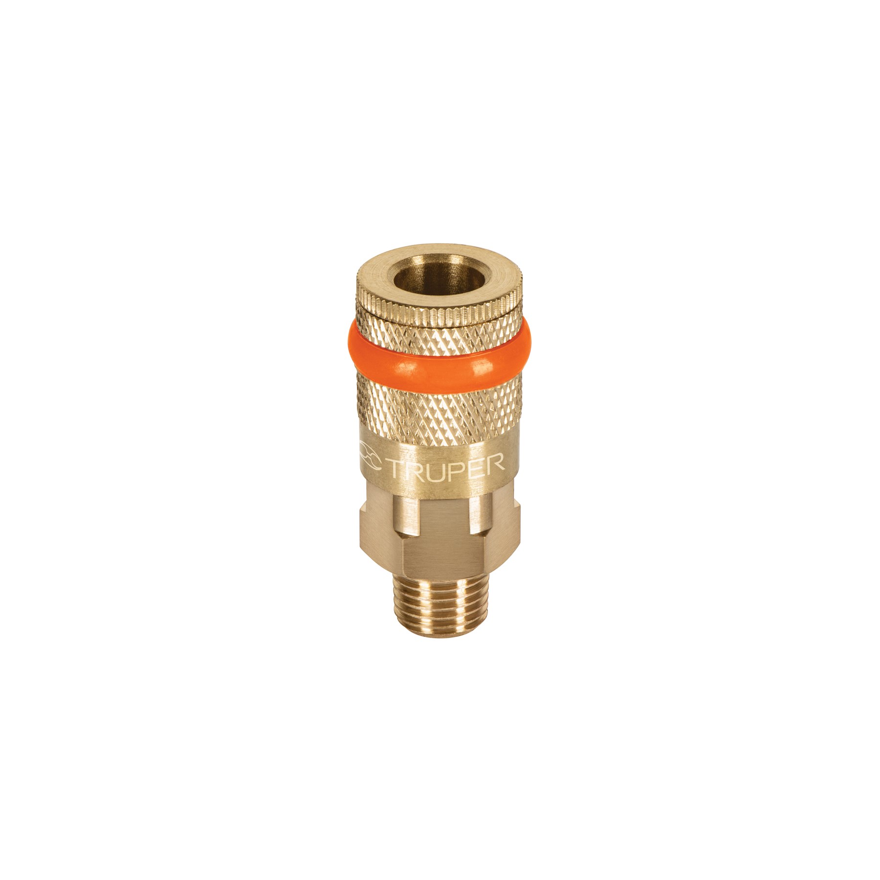 Imagen de COPLE RAPIDO DE LATON MACHO CUERDA DE 1/4" NPT TRUPER