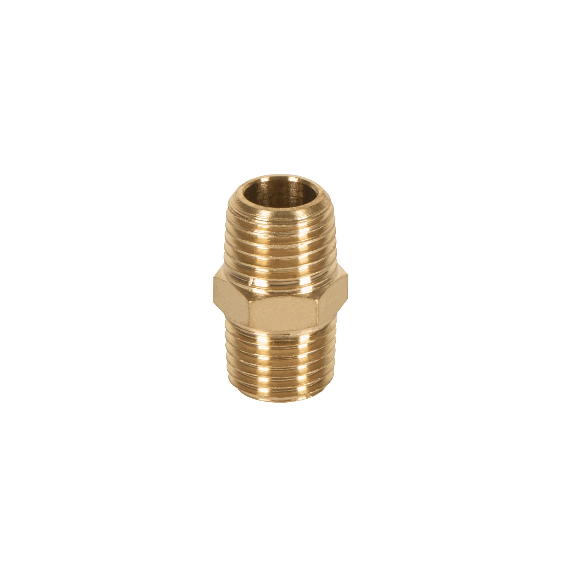 Imagen de NIPLE DE LATON DE MACHO-MACHO TIPO DE CUERDA DE 1/4" NPT TRUPER