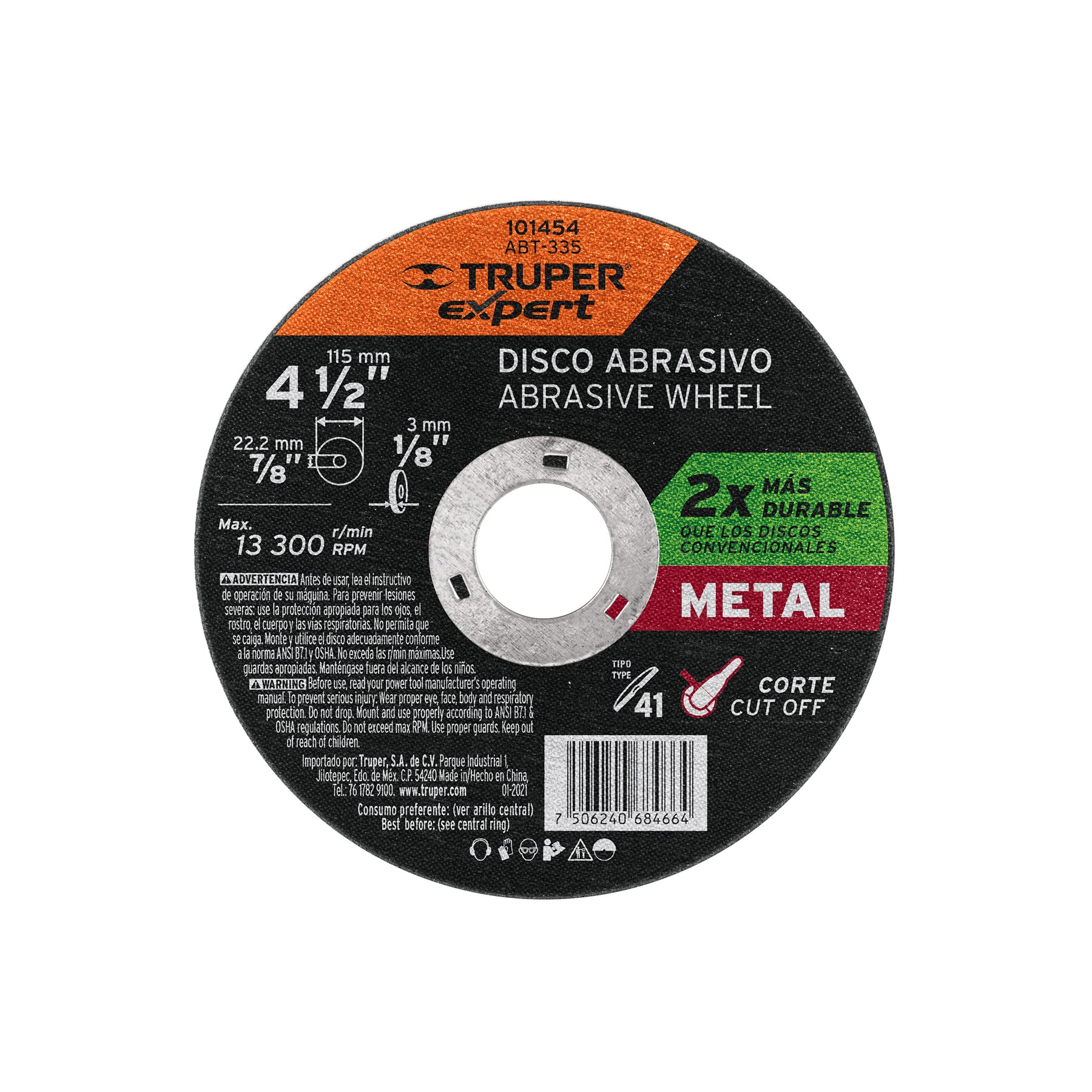 Imagen de DISCO PARA CORTE DE METAL DE 4-1/2" TIPO 41 EXPERT TRUPER