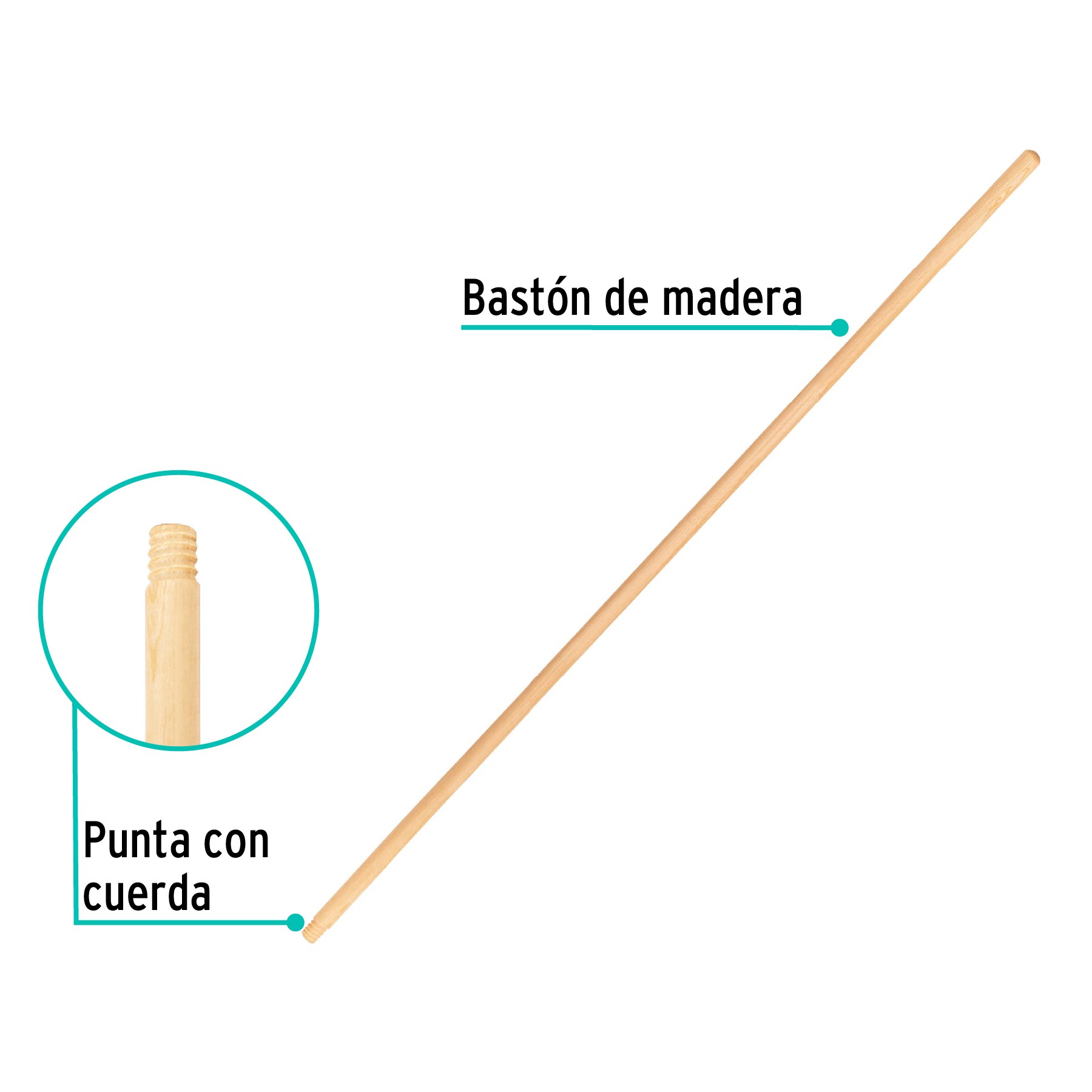 Imagen de BASTON DE MADERA DE 48" PARA ESCOBAS DE LIMPIEZA KLINTEK