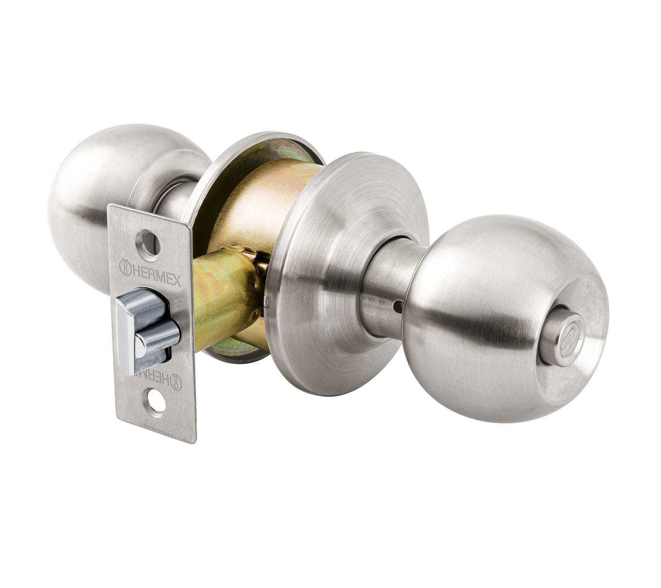 Imagen de CERRADURA TIPO ESFERA PARA RECAMARA EN CROMO MATE HERMEX