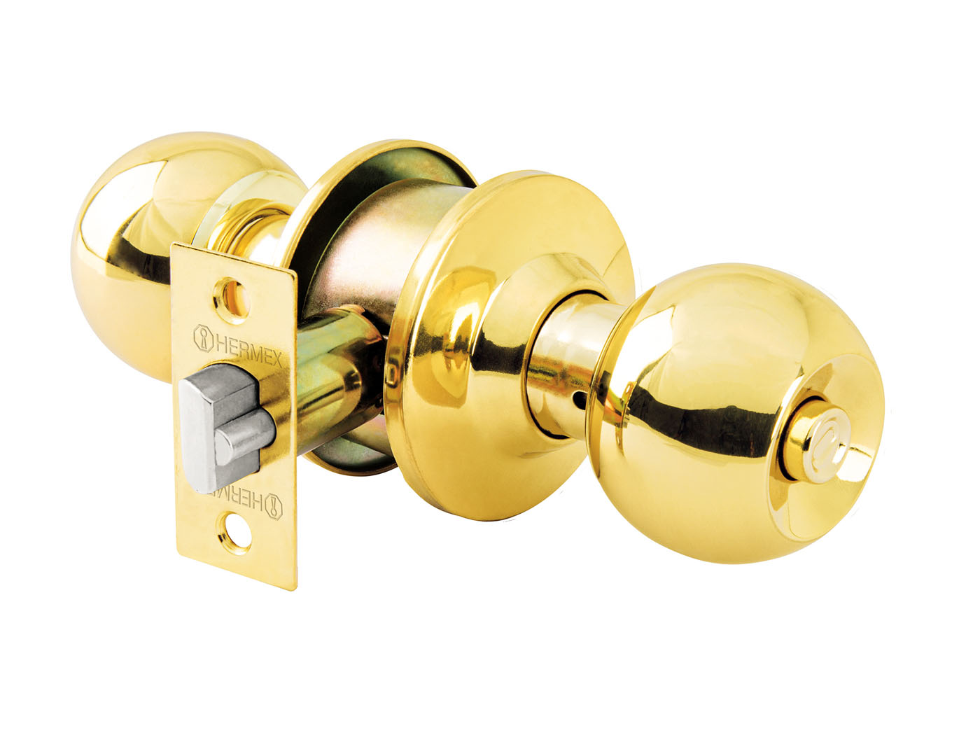 Imagen de CERRADURA TIPO ESFERA PARA RECAMARA EN LATON BRILLANTE HERMEX