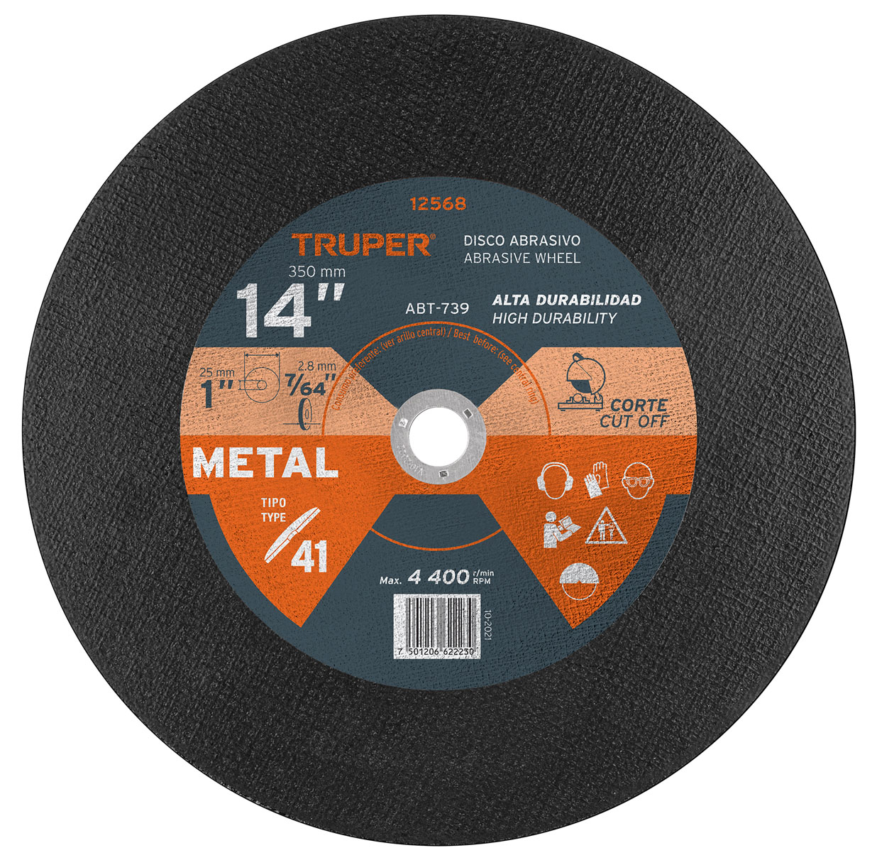 Imagen de DISCO TIPO 41 DE 14" X 3.1 MM PARA CORTE DE METAL TRUPER