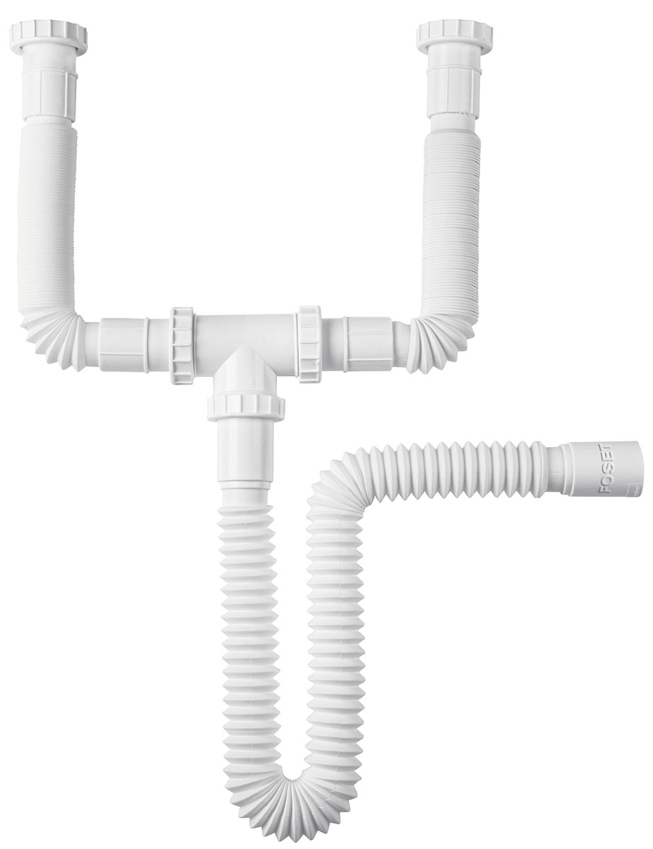 Imagen de CESPOL FLEXIBLE DOBLE PARA FREGADERO POLIPROPILENO DE 1-1/2" FOSET