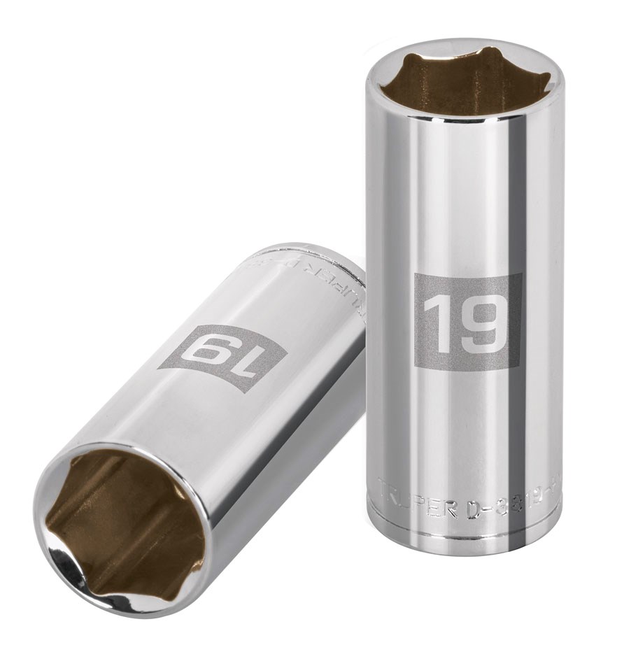 Imagen de DADO LARGO DE 19 MILIMETROS CON 6 PUNTAS Y CUADRO DE 3/8" TRUPER