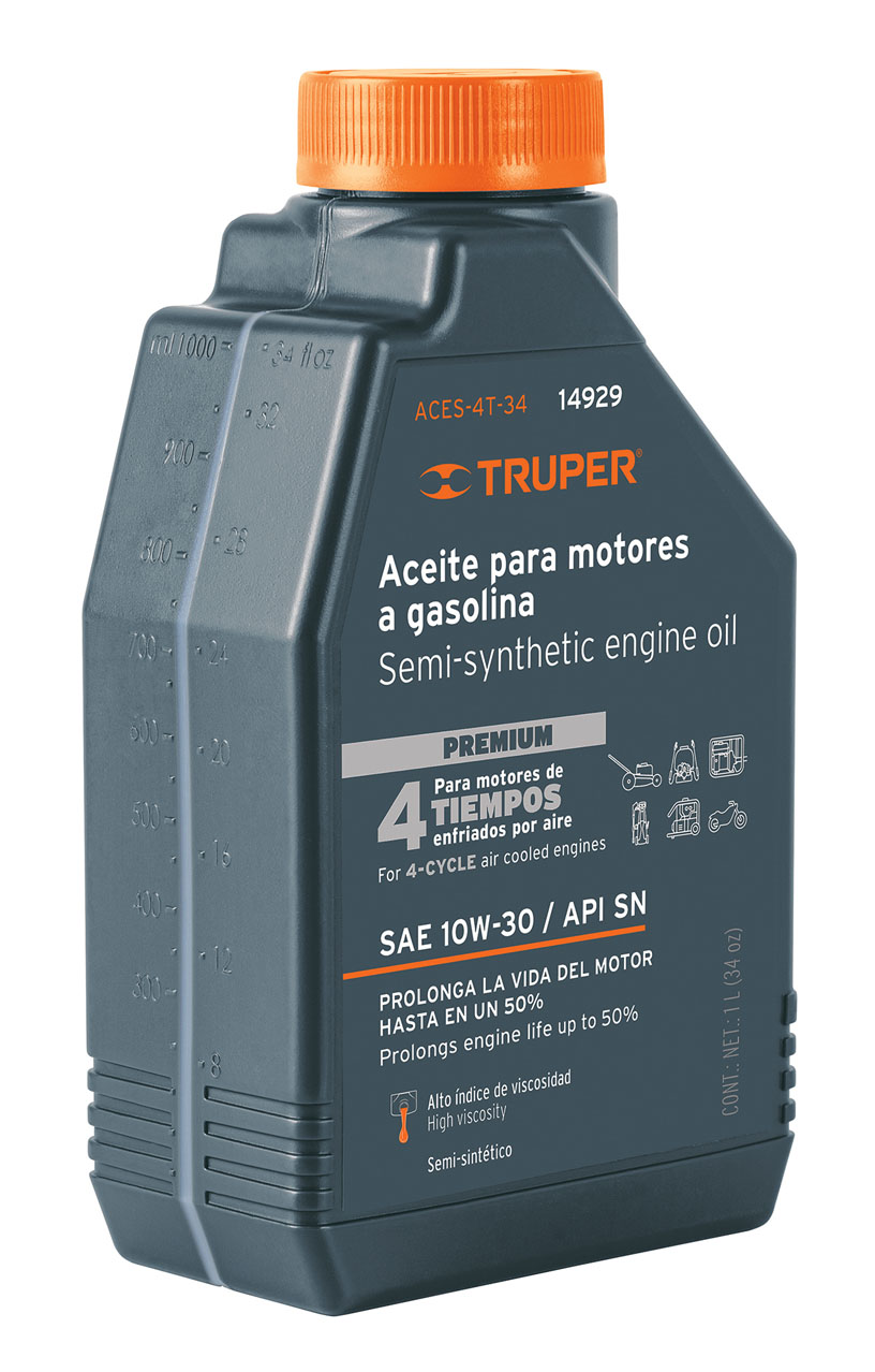 Imagen de ACEITE SEMI-SINTETICO DE 4 TIEMPOS EN 1 LITRO (34 ONZAS) TRUPER