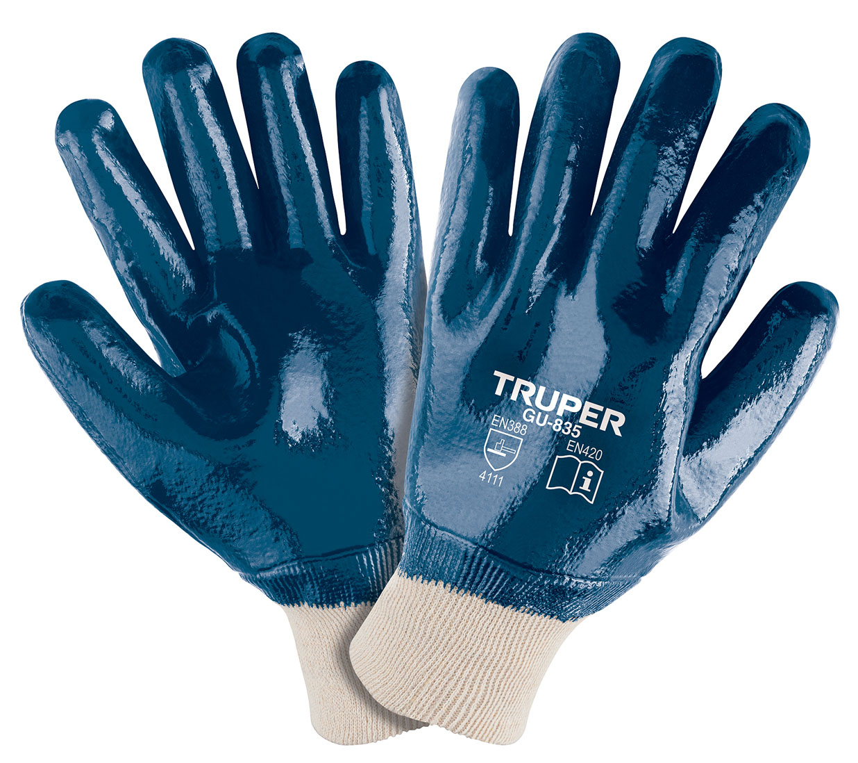 Imagen de GUANTES DE ALGODON RECUBIERTOS DE NITRILO EN PUÑO TEJIDO TRUPER