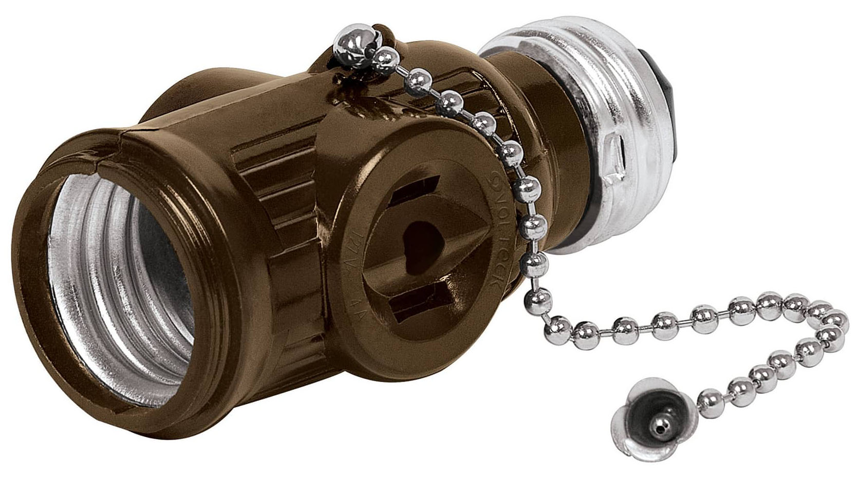 Imagen de PORTALAMPARA DE BAQUELITA CON CADENA Y DOBLE CONTACTO VOLTECK