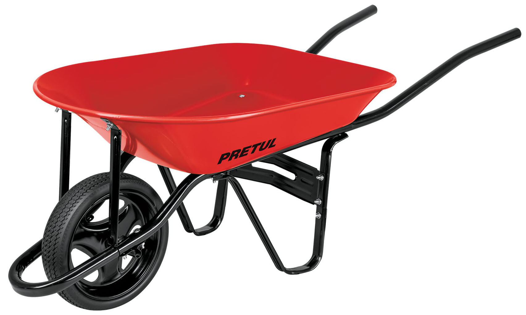 Imagen de CARRETILLA DE 4 PIES ROJA CON RIN DE 3 ASPAS IMPONCHABLE CON BASTIDOR TUBULAR PRETUL