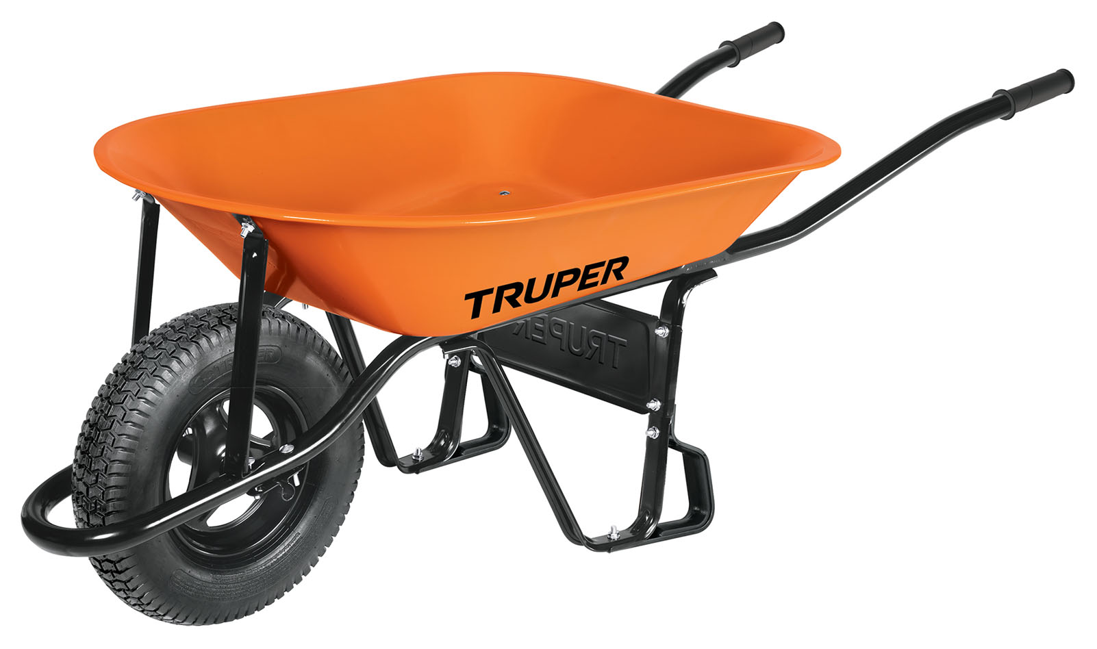 Imagen de CARRETILLA DE 4.5 PIES CON RIN DE 3 ASPAS NEUMATICA CON BASTIDOR TUBULAR TRUPER