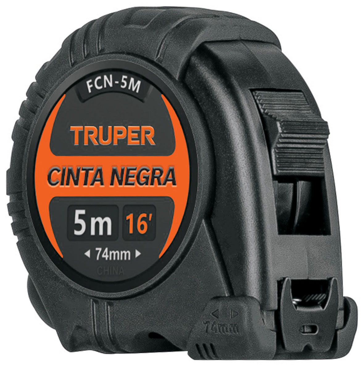 Imagen de FLEXOMETRO CONTRA IMPACTOS DE 5 MTS CON CINTA NEGRA DE 19 MM TRUPER