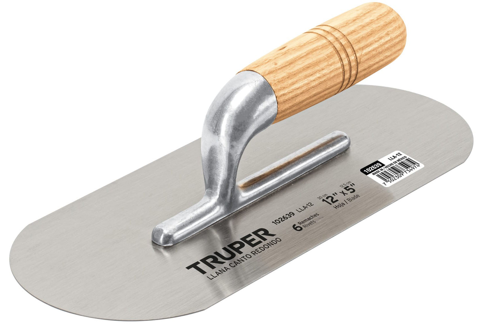 Imagen de LLANA DE CANTO REDONDO DE 12" X 5" CON MANGO DE MADERA TRUPER