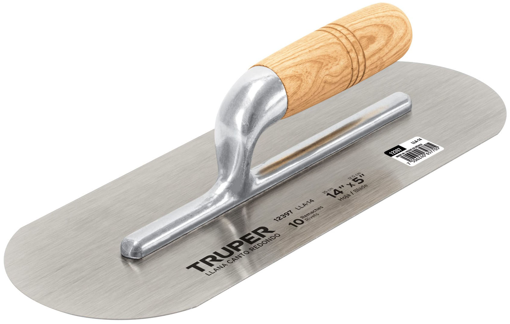 Imagen de LLANA DE CANTO REDONDO DE 14" X 5" CON MANGO DE MADERA TRUPER