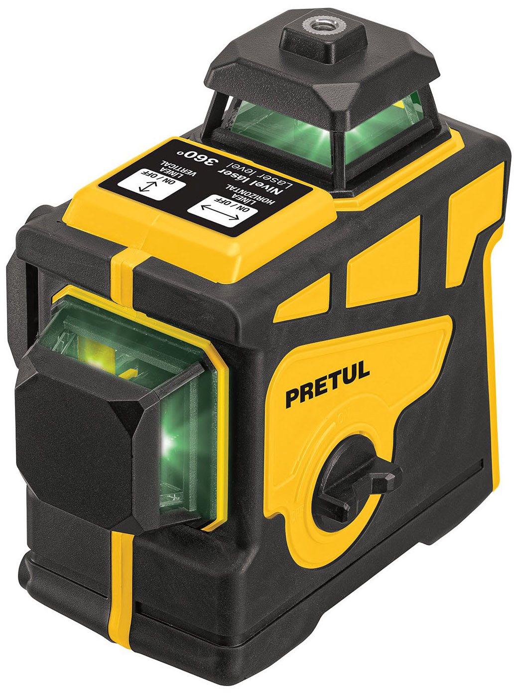 Imagen de NIVEL LASER VERDE CON ALCANCE DE 25 MTS CON 12 LINEAS ES RECARGABLE PRETUL