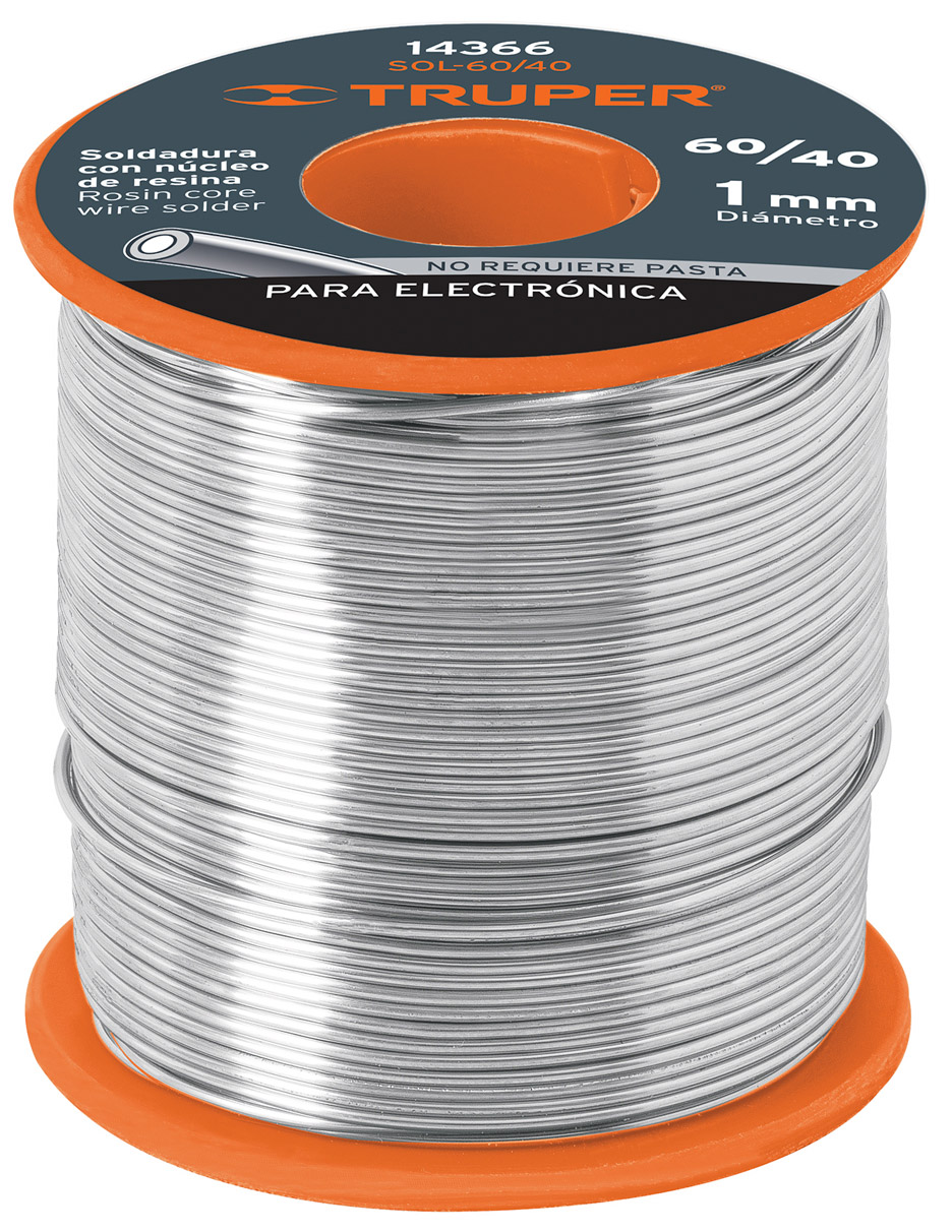 Imagen de SOLDADURA CON NUCLEO DE RESINA 60/40 PARA ELECTRONICA DE 450 GRAMOS TRUPER