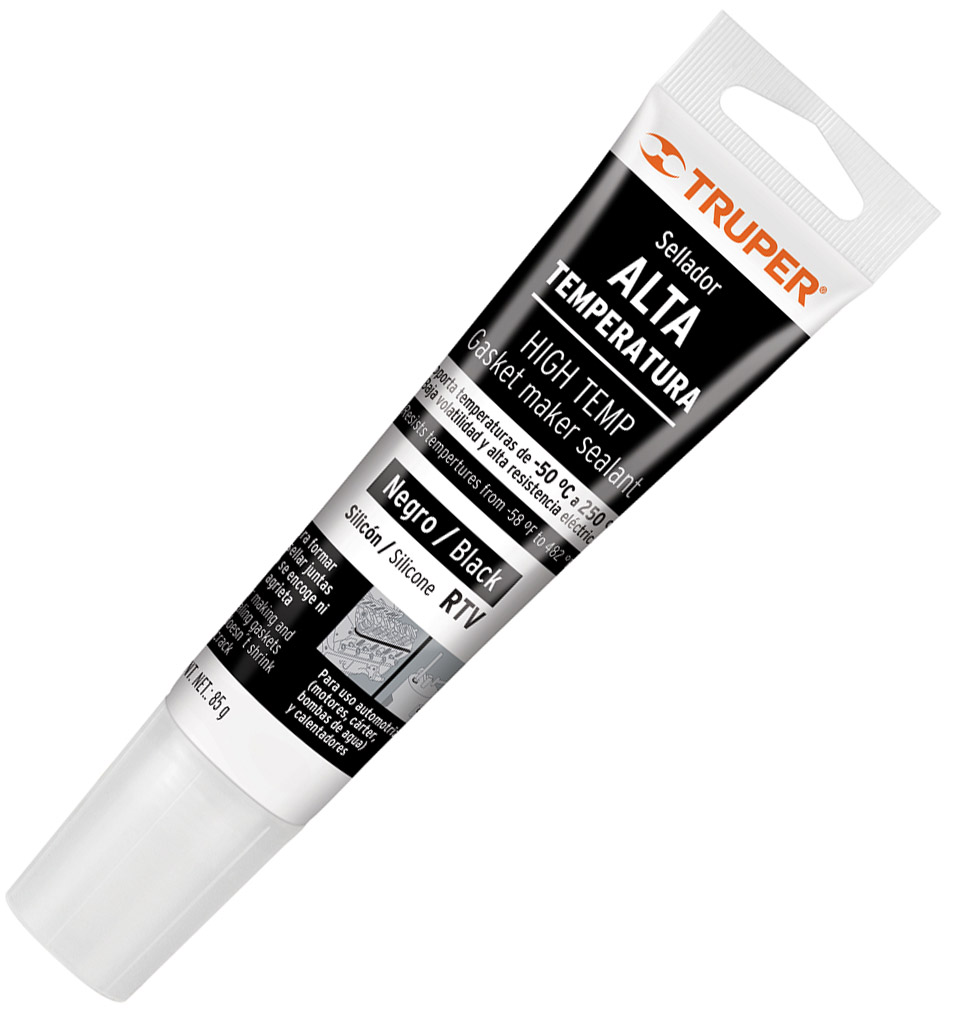 Imagen de SELLADOR DE SILICON NEGRO PARA ALTAS TEMPERATURAS DE 85 GRAMOS TRUPER