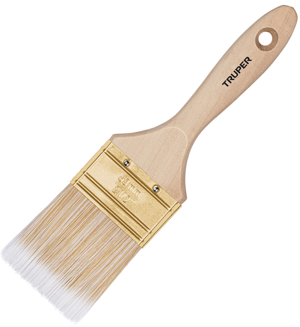 Imagen de BROCHA CON CERDAS SINTETICAS DE 2-1/2" DE CORTE RECTO CON MANGO DE MADERA TRUPER