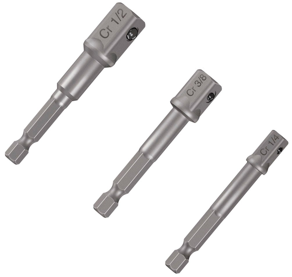 Imagen de JUEGO DE 3 ADAPTADORES PARA DADOS DE 1/4" 3/8" Y 1/2" TRUPER