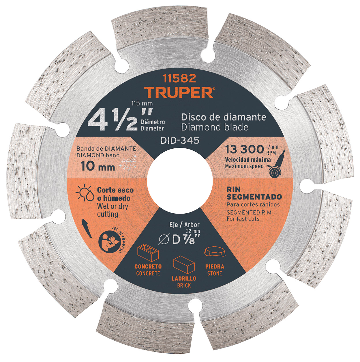 Imagen de DISCO DE DIAMANTE DE 4-1/2" X 2.1 MM CON RIN SEGMENTADO TRUPER