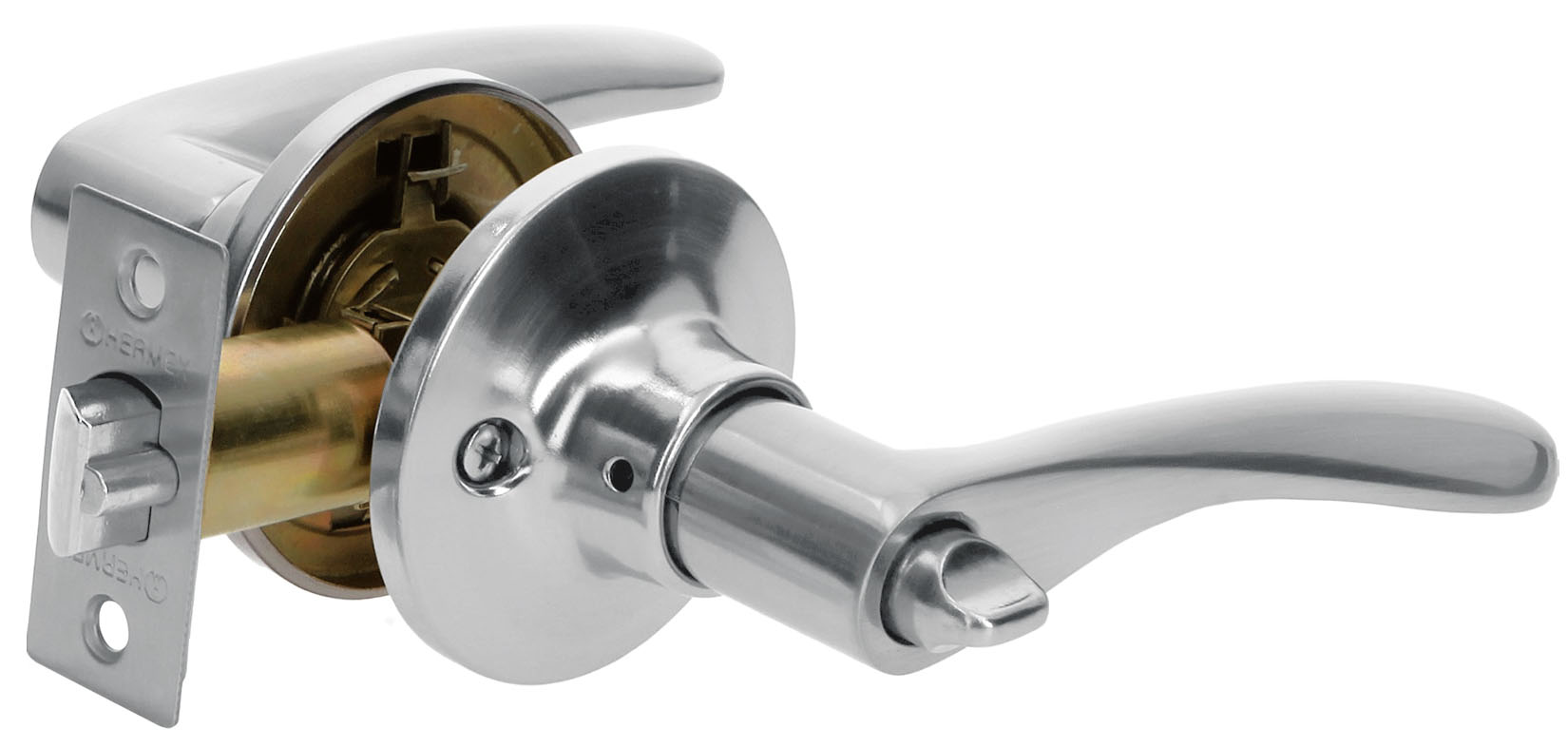 Imagen de CERRADURA DE MANIJA "MILAN" PARA RECAMARA EN CROMO MATE CON CILINDRO METALICO HERMEX