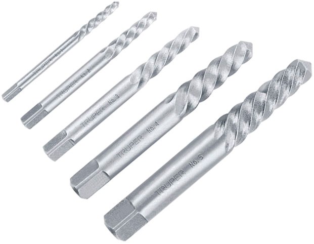 Imagen de JUEGO CON 5 EXTRACTORES DE TORNILLOS TRUPER