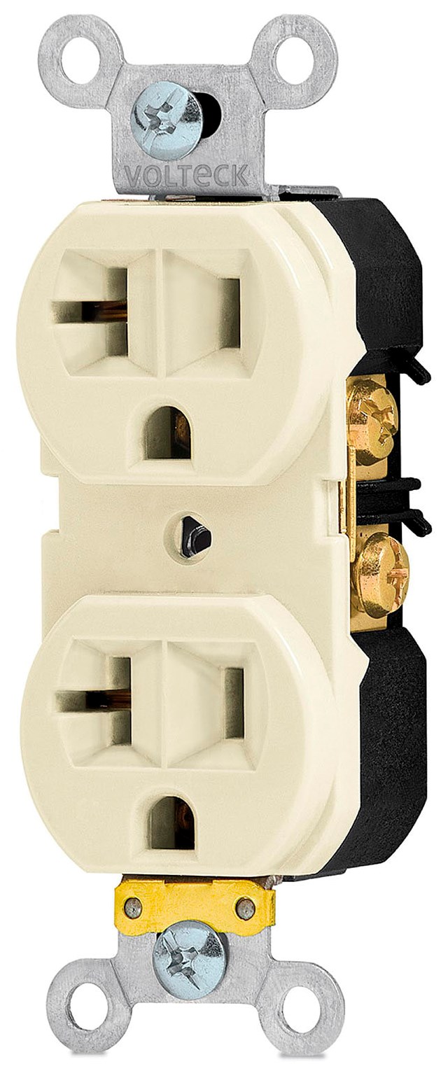 Imagen de CONTACTO DUPLEX DE 2 POLOS Y 3 HILOS DE 20 AMP ESTANDAR EN MARFIL VOLTECK