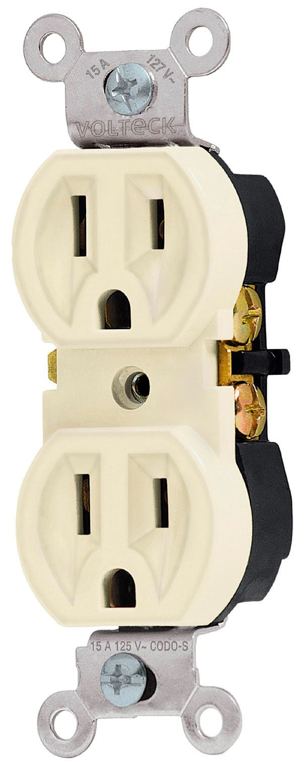 Imagen de CONTACTO DUPLEX DE 2 POLOS Y 3 HILOS EN ESTANDAR MARFIL VOLTECK