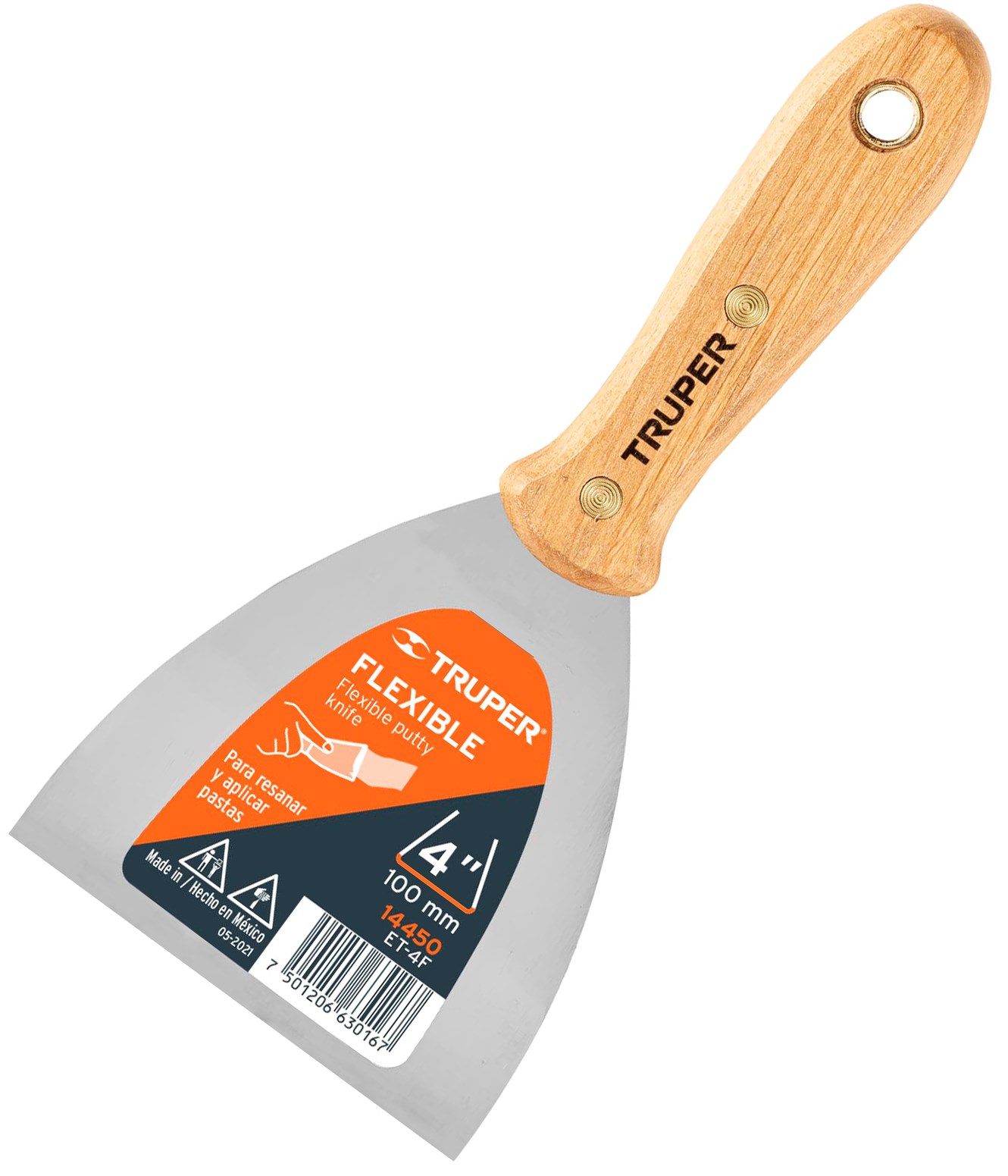 Imagen de ESPATULA FLEXIBLE DE 4" CON MANGO DE MADERA TRUPER