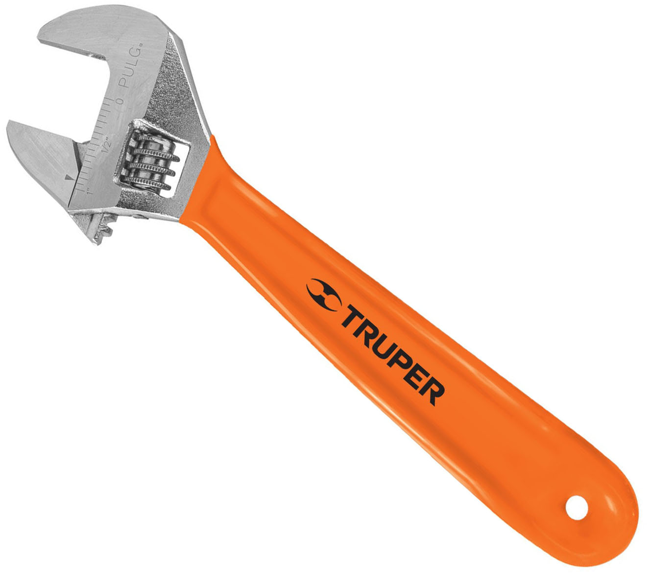 Imagen de LLAVE AJUSTABLE TIPO (PERICO) DE 8" CROMADA CON MANGO DE PVC TRUPER