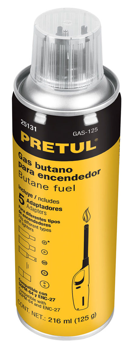 Imagen de LATA DE GAS BUTANO PARA ENCENDEDOR DE 125 GRAMOS PRETUL