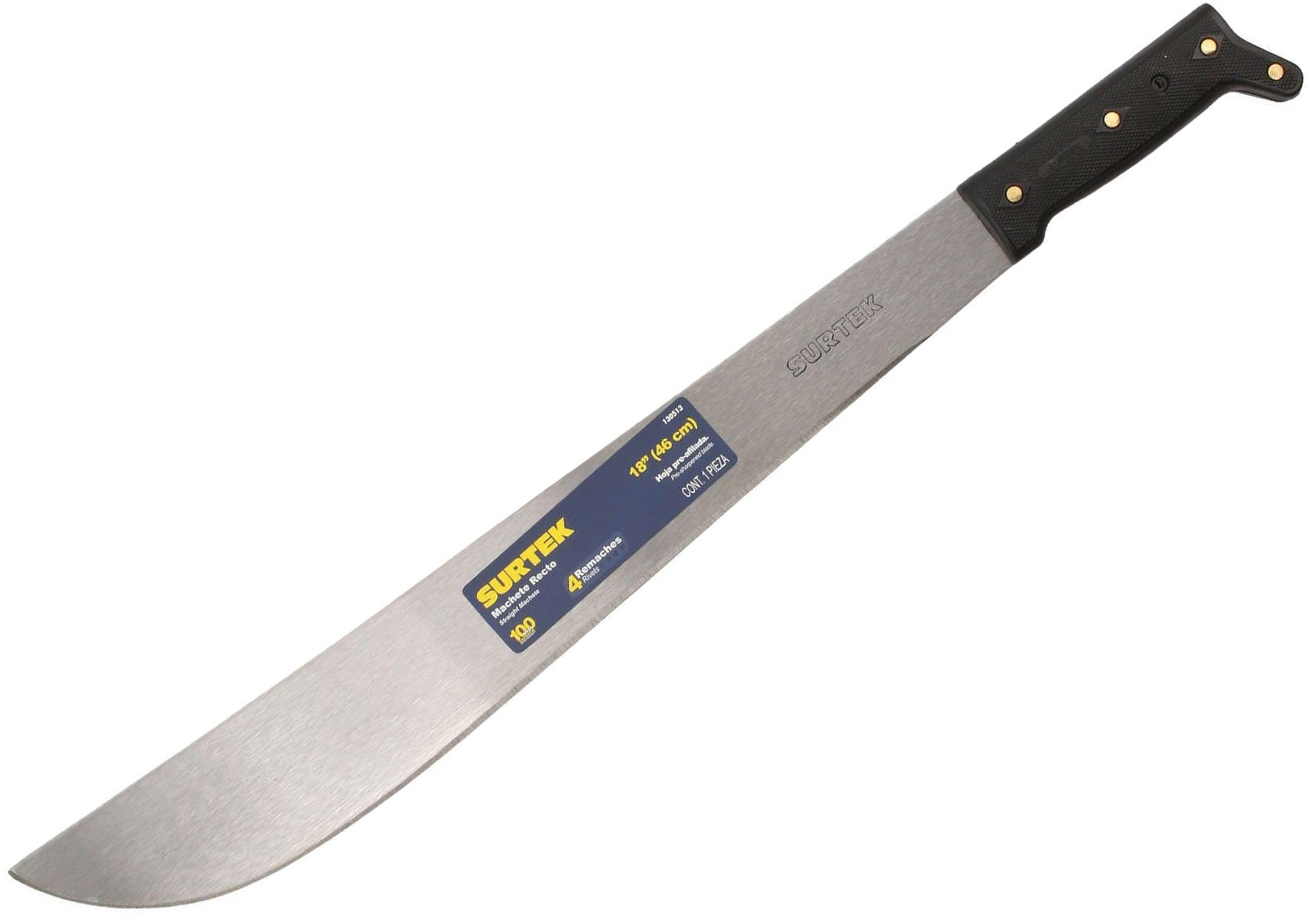 Imagen de MACHETE TROQUELADO NEGRO RECTO 18" SURTEK