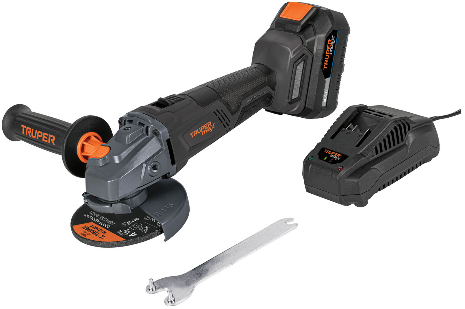 Imagen de ESMERILADORA DE 4-1/2" DE 20 VOLTS CON 1 BATERIA DE 4 AMPERIOS POR HORA DE CORRIENTE MAXIMO TRUPER
