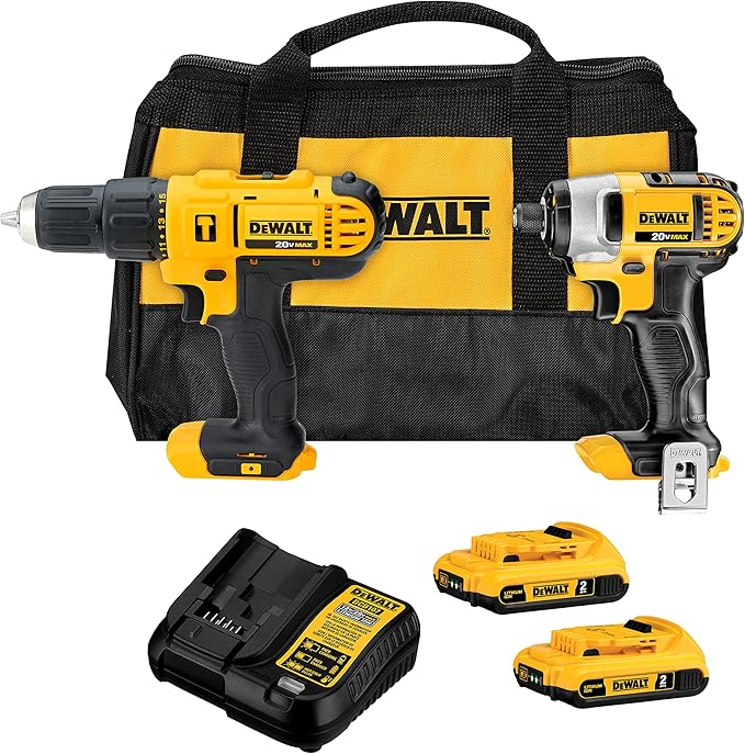 Imagen de COMBO ROTOMARTILLO 1/2" Y LLAVE DE IMPACTO 1/4"  20V MAX (DCK222D2)  DEWALT