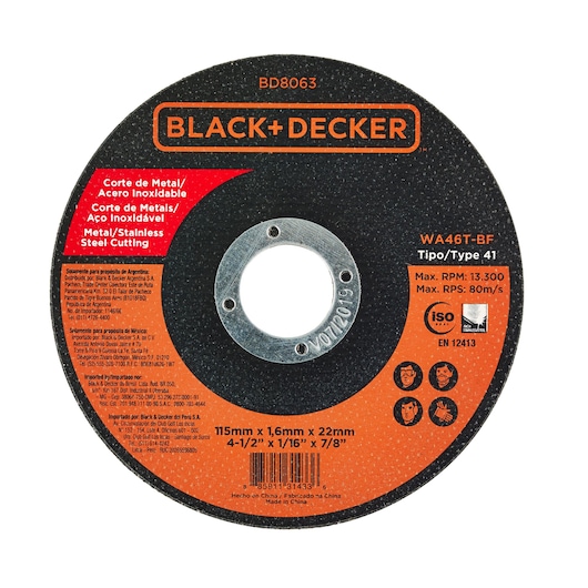 Imagen de DISCO PARA CORTE 4 1/2" DE METAL BLACK AND DECKER
