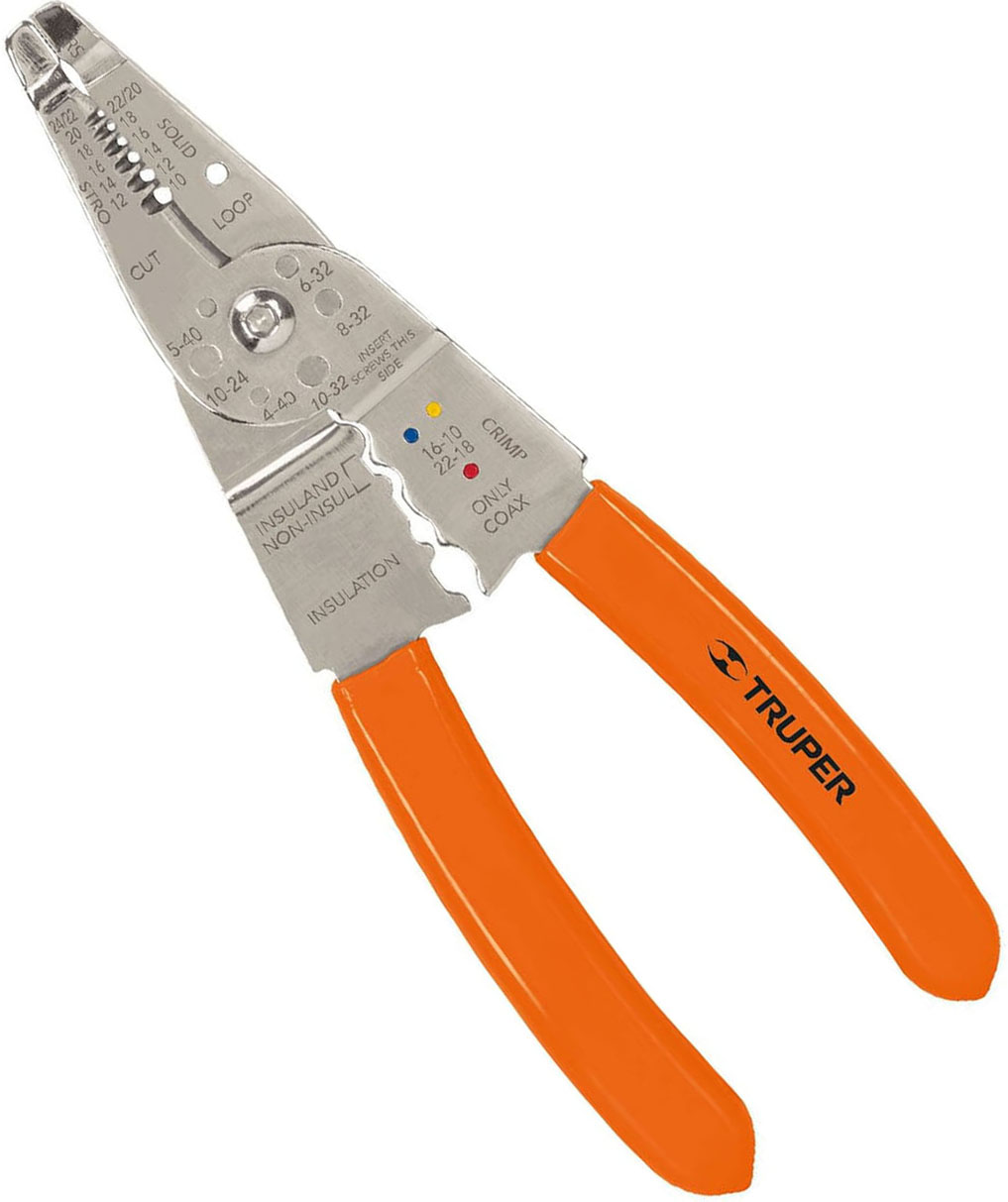 Imagen de PINZA DE 8" PELA CABLES DE CALIBRES 24 A 12 AWG TRUPER
