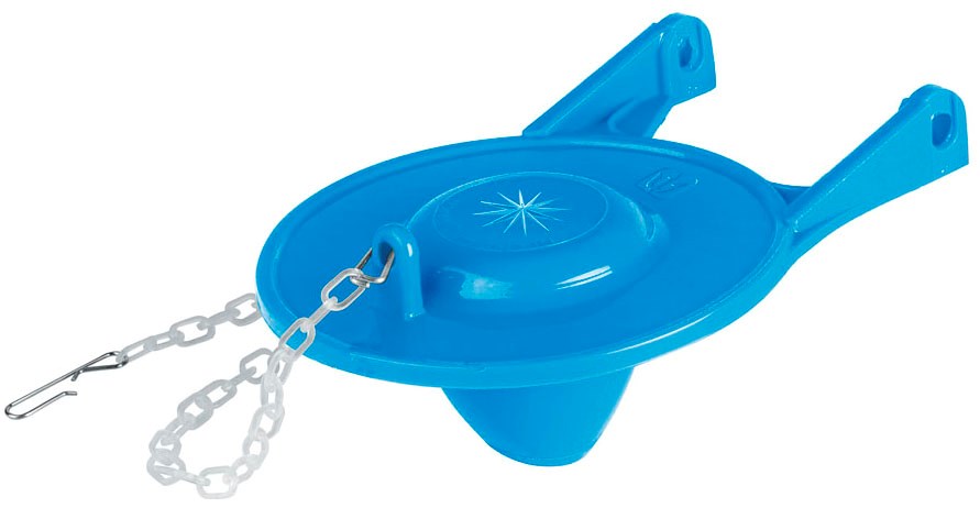 Imagen de SAPO DE 3" PARA SANITARIO DE PVC AZUL CON CADENA PLASTICA FOSET