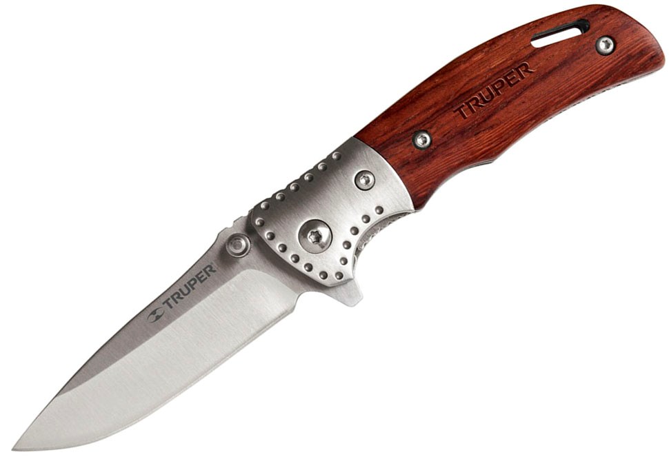 Imagen de NAVAJA ABATIBLE DE 3-1/2" CON MANGO DE MADERA TRUPER