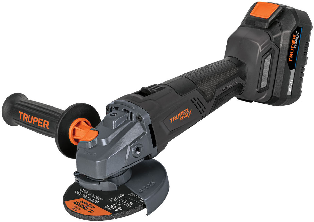 Imagen de ESMERILADORA DE 4-1/2" DE 20 VOLTS CON 1 BATERIA DE 4 AMPERIOS POR HORA DE CORRIENTE MAXIMO TRUPER