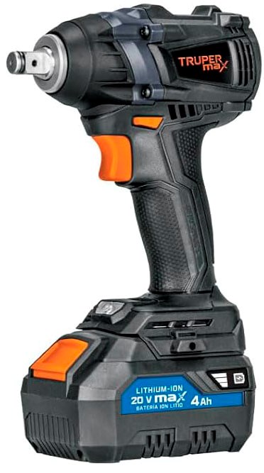 Imagen de LLAVE DE IMPACTO DE 1/2" DE 20 VOLTS DE 155 LIBRAS/PIES CON 1 BATERIA DE 4 AH MAXIMO TRUPER