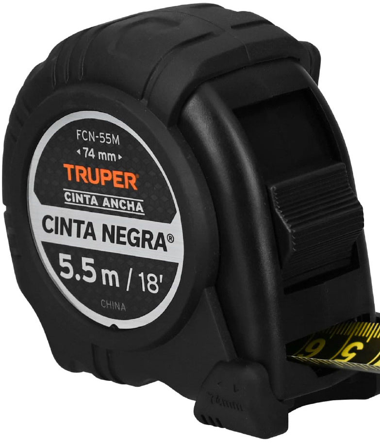 Imagen de FLEXOMETRO CONTRA IMPACTOS DE 5.50 MTS CON CINTA NEGRA DE 25 MILIMETROS TRUPER