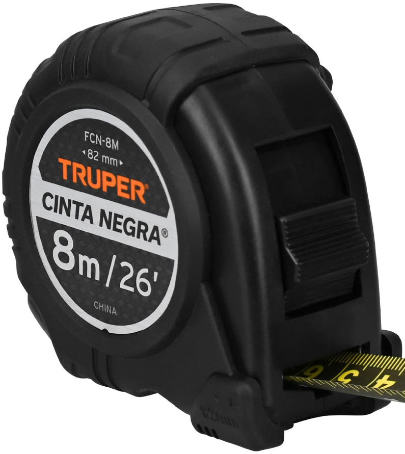 Imagen de FLEXOMETRO CONTRA IMPACTOS DE 8 MTS CON CINTA NEGRA DE 25 MILIMETROS TRUPER