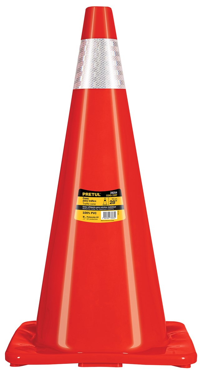 Imagen de CONO DE PRECAUCIÓN DE 70 CMS DE PVC CON REFLEJANTE PRETUL