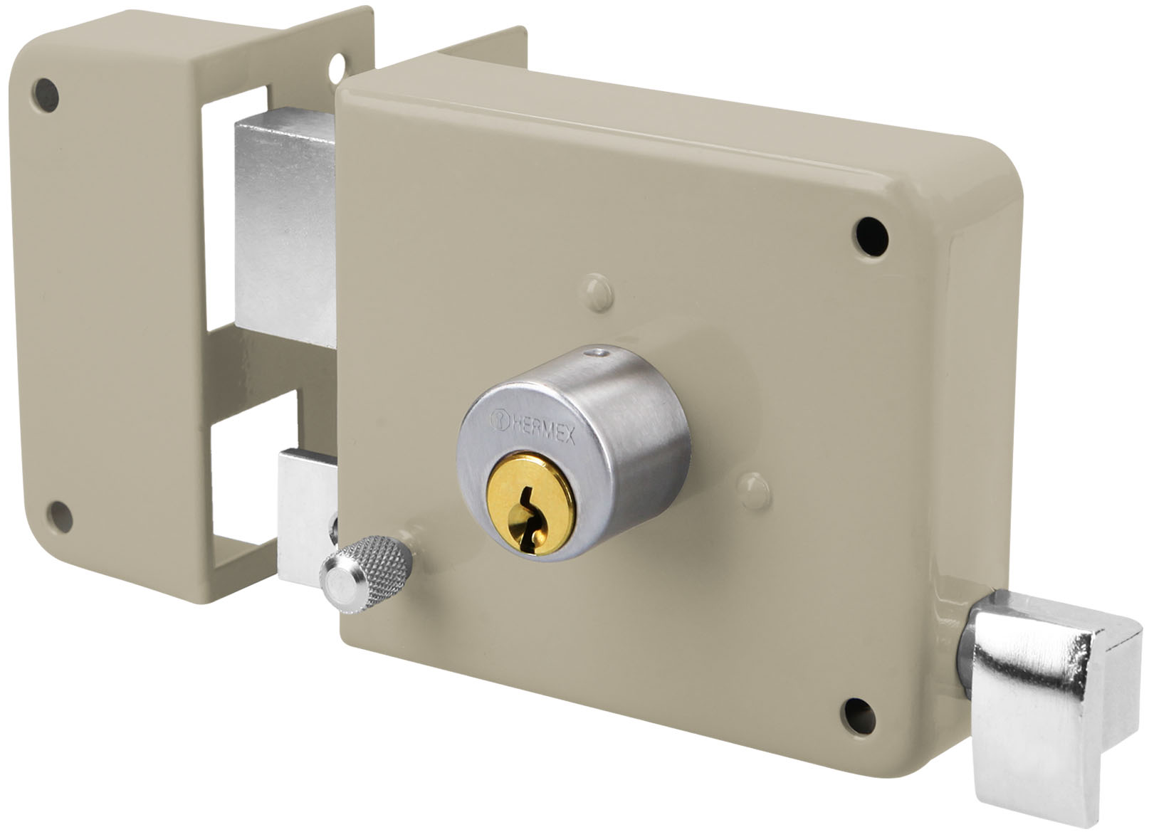 Imagen de CERRADURA DE SOBREPONER LADO IZQUIERDO INSTALA-FACIL TRADICIONAL EN CAJA HERMEX